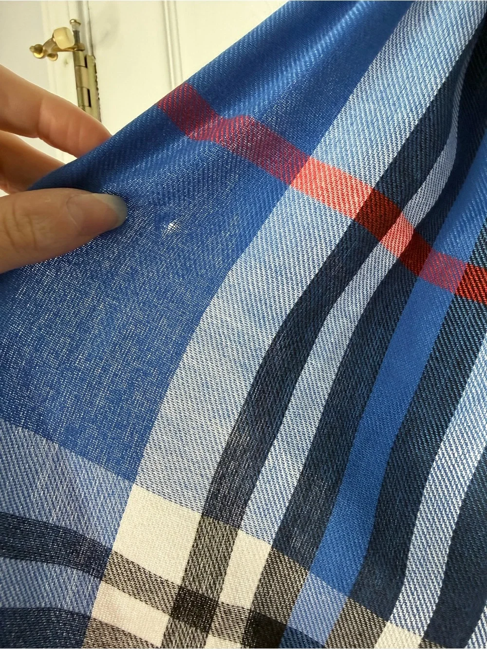PASHMINA Silk Scarf Blue Black Red Plaid Tartan Fringe Winter Cozy Classic